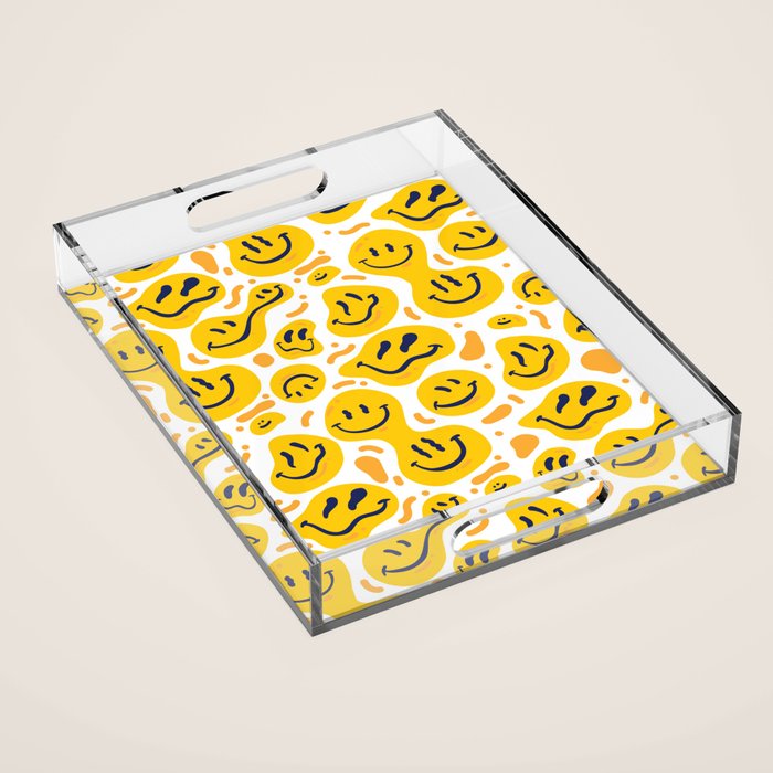 Yellow Dripping Smiley Faces Acrylic Tray Gallery Image 1
