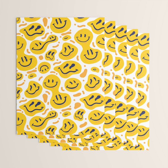 Yellow Dripping Smiley Faces Wrapping Paper Gallery Image 3