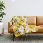 Yellow Dripping Smiley Faces Throw Blanket Gallery Image 1
