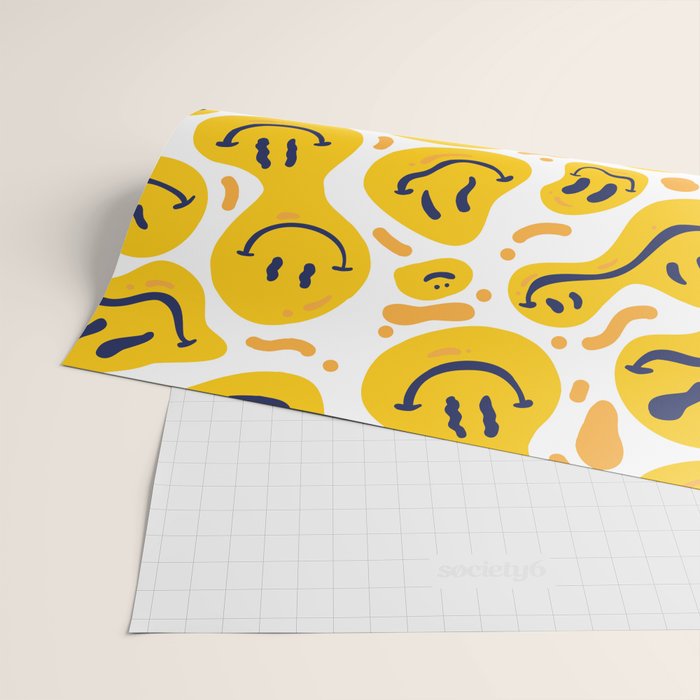 Yellow Dripping Smiley Faces Wrapping Paper Gallery Image 2