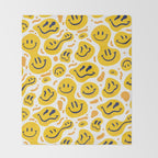 Yellow Dripping Smiley Faces Throw Blanket Gallery Image 2