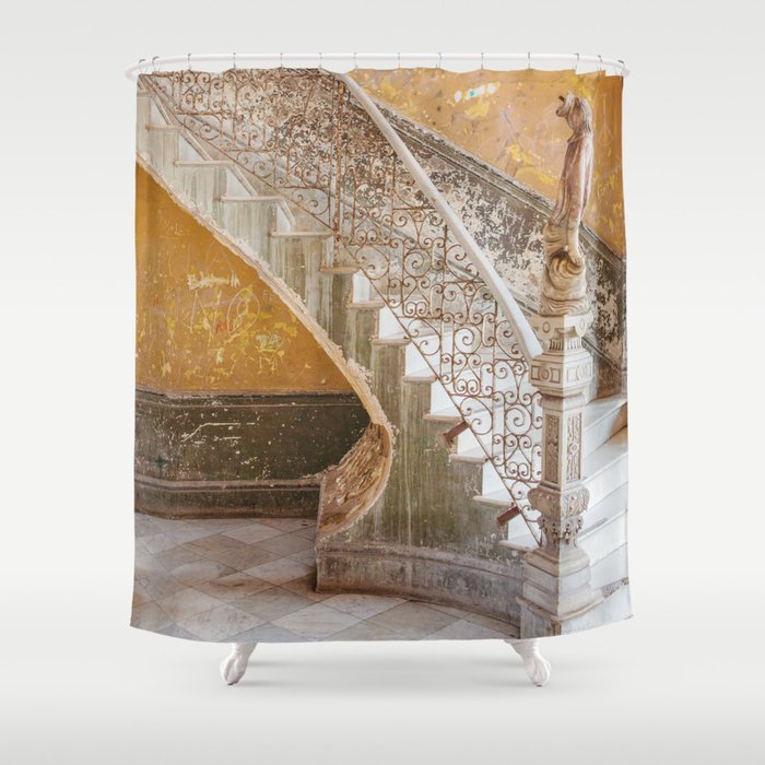 The Staircase - Havana Cuba Architecture, Travel Photography Shower Curtain Gallery Image 1