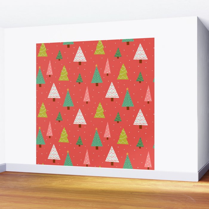 Holly Jolly Trees Wall Mural Gallery Image 2