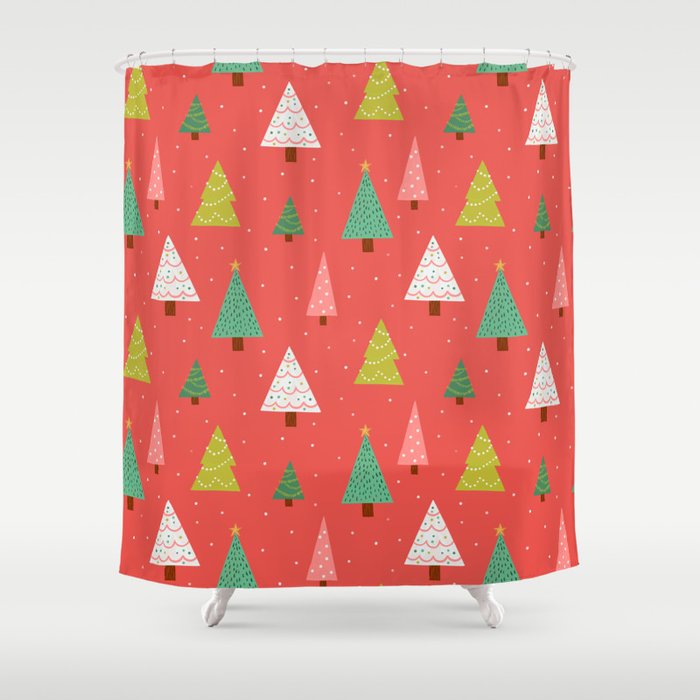 Holly Jolly Trees Shower Curtain Gallery Image 1