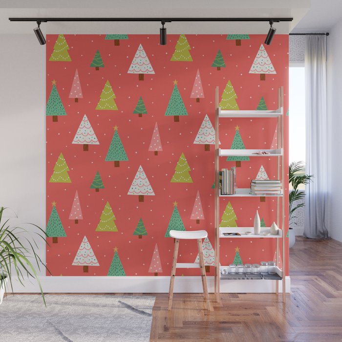 Holly Jolly Trees Wall Mural Gallery Image 1