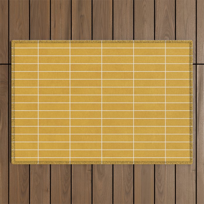 Rectangular Grid Pattern - Mustard Yellow Outdoor Rug Gallery Image 1