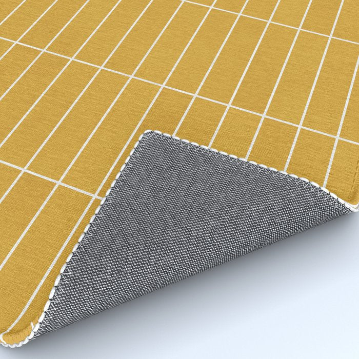 Rectangular Grid Pattern - Mustard Yellow Rug Gallery Image 4
