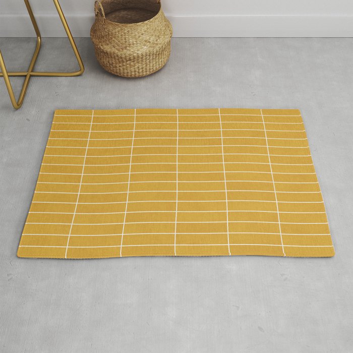 Rectangular Grid Pattern - Mustard Yellow Rug Gallery Image 1