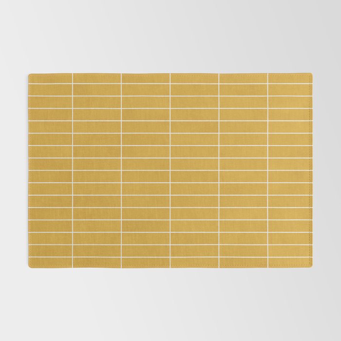 Rectangular Grid Pattern - Mustard Yellow Rug Gallery Image 2
