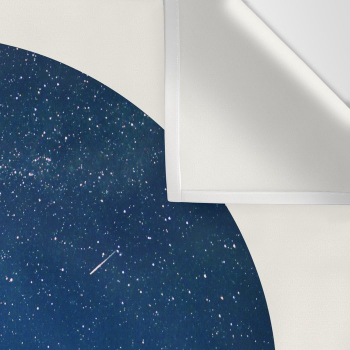 Mid Century Modern Round Circle Photo Blue Star Night Sky Pine Tree Silhouette Wall Tapestry Gallery Image 3