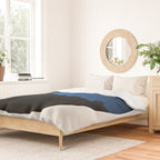 Mid Century Modern Round Circle Photo Blue Star Night Sky Pine Tree Silhouette Duvet Cover Gallery Image 2