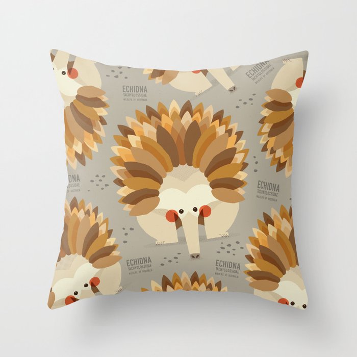 Echidna, Wildlife of Australia Throw Pillow Gallery Image 1