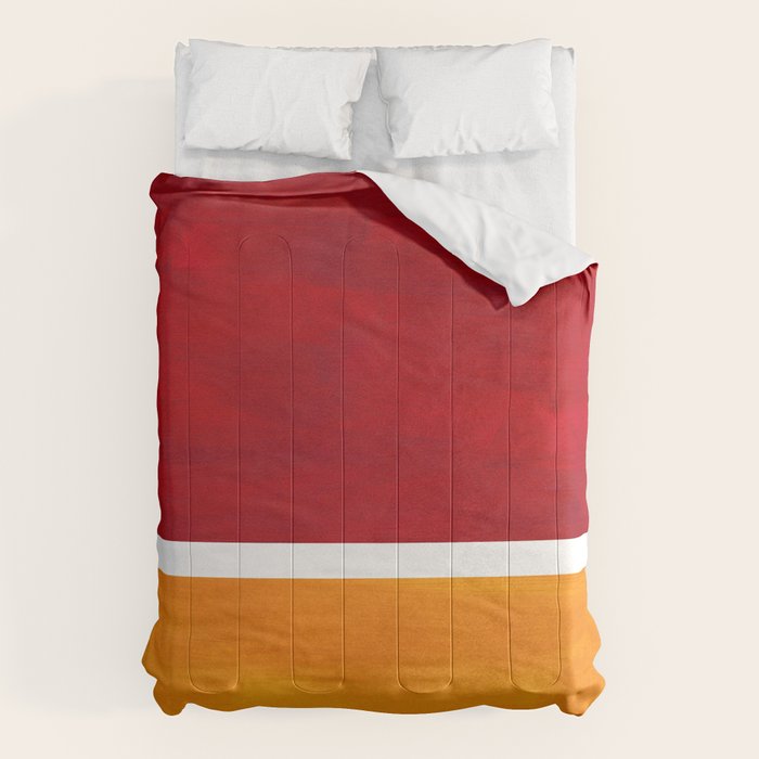 Burnt Red Yellow Ochre Mid Century Modern Abstract Minimalist Rothko Color Field Squares Comforter Gallery Image 1