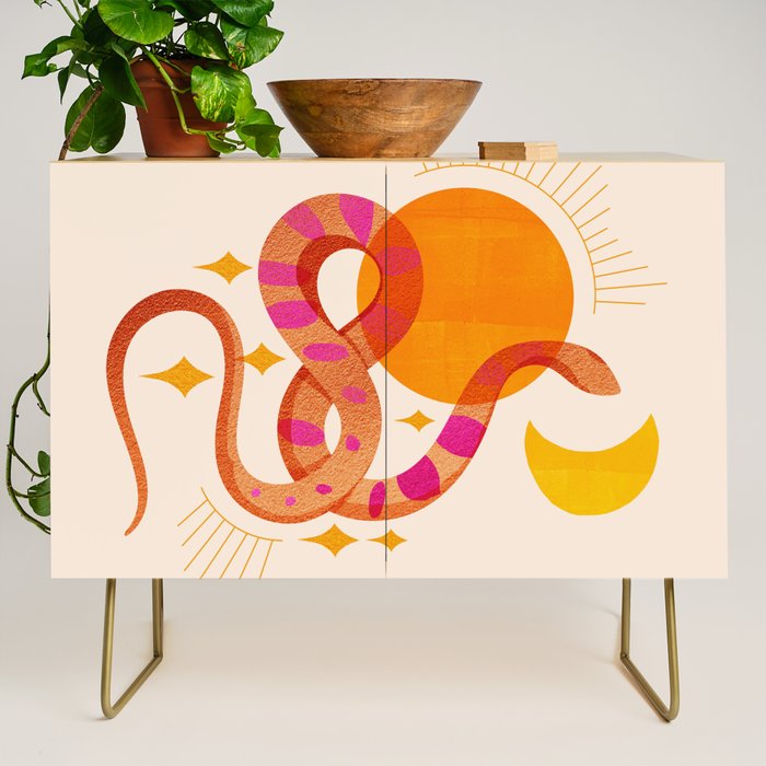 Abstraction_SUN_MOON_SNAKE_Minimalism_001 Credenza Gallery Image 1