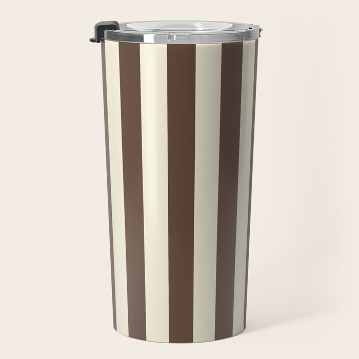 Stripes of Brown and Cream Travel Mug Gallery Image 3