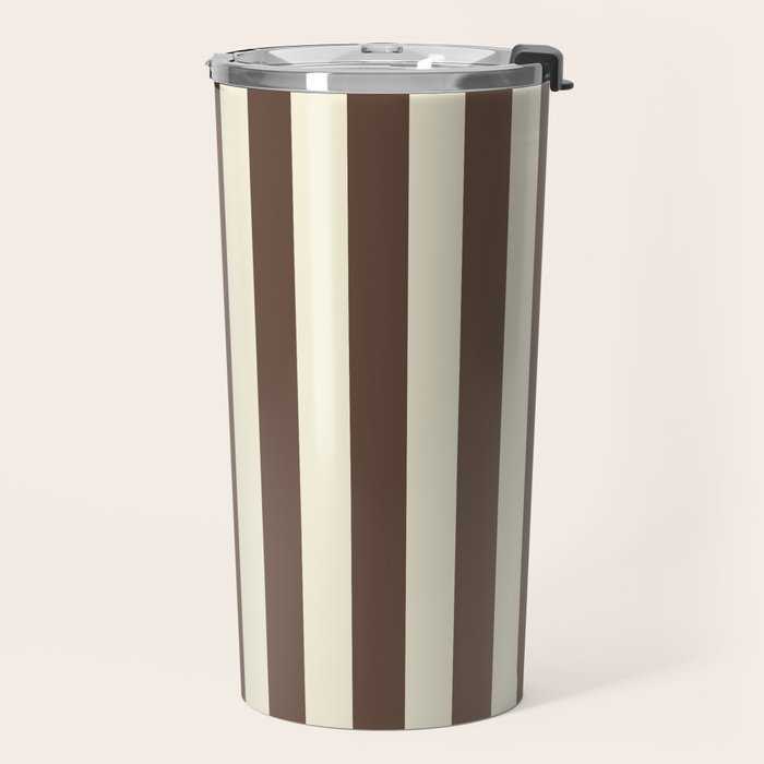 Stripes of Brown and Cream Travel Mug Gallery Image 2