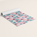 Tropical Pastel Papayas and Vibrant Palm Leaves Yoga Mat Gallery Image 2