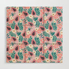 Tropical Pastel Papayas and Vibrant Palm Leaves Wood Wall Art Gallery Image 1