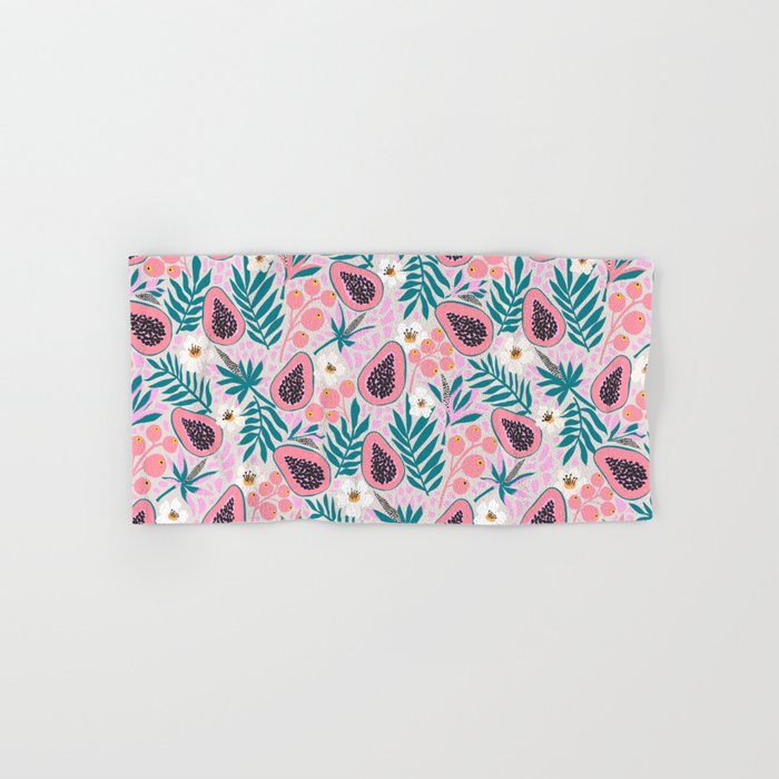 Tropical Pastel Papayas and Vibrant Palm Leaves Bath Towel Gallery Image 1