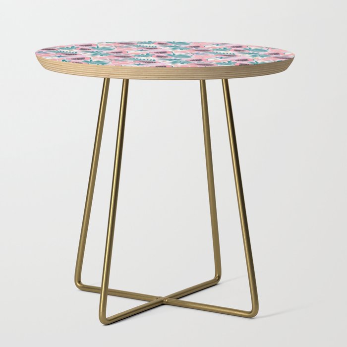 Tropical Pastel Papayas and Vibrant Palm Leaves Side Table Gallery Image 1