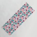 Tropical Pastel Papayas and Vibrant Palm Leaves Yoga Mat Gallery Image 1