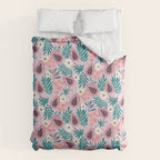 Tropical Pastel Papayas and Vibrant Palm Leaves Comforter Gallery Image 6