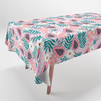 Tropical Pastel Papayas and Vibrant Palm Leaves Tablecloth Gallery Image 1