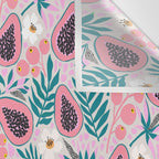 Tropical Pastel Papayas and Vibrant Palm Leaves Wall Tapestry Gallery Image 3