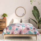 Tropical Pastel Papayas and Vibrant Palm Leaves Comforter Gallery Image 3