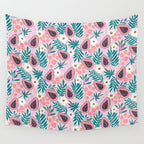 Tropical Pastel Papayas and Vibrant Palm Leaves Wall Tapestry Gallery Image 4