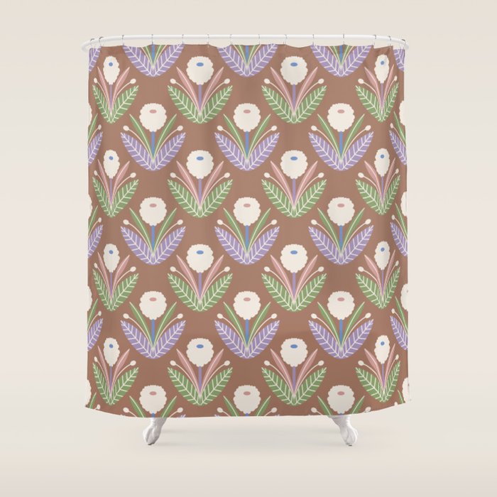 Latte Dahlias Inspired by PANTONE 17 1230 Mocha Mousse Shower Curtain Gallery Image 1