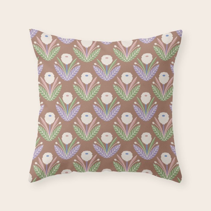 Latte Dahlias Inspired by PANTONE 17 1230 Mocha Mousse Throw Pillow Gallery Image 6