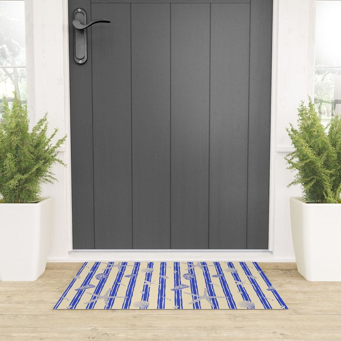 Vintage marine sea shell summer art pattern Welcome Mat Gallery Image 3