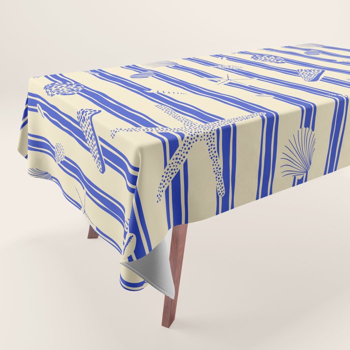 Vintage marine sea shell summer art pattern Tablecloth Gallery Image 1