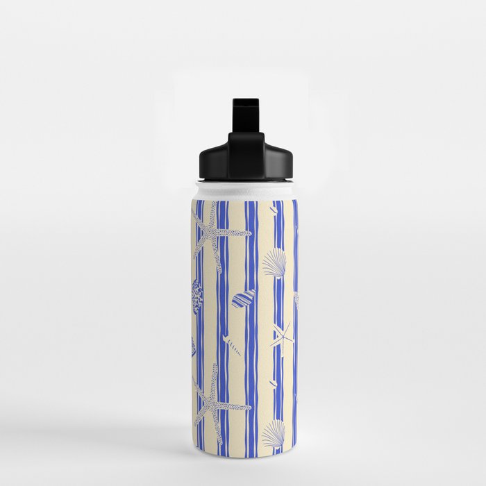 Vintage marine sea shell summer art pattern Water Bottle Gallery Image 2