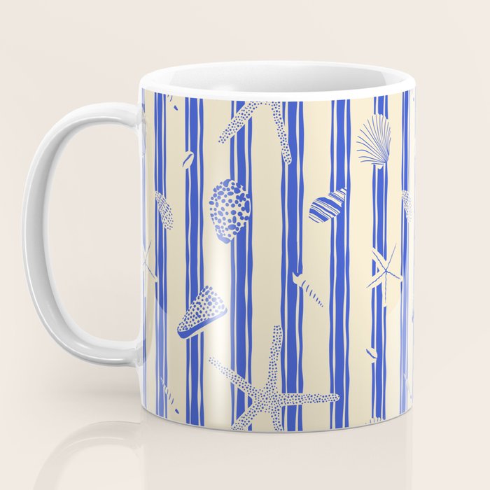 Vintage marine sea shell summer art pattern Coffee Mug Gallery Image 3
