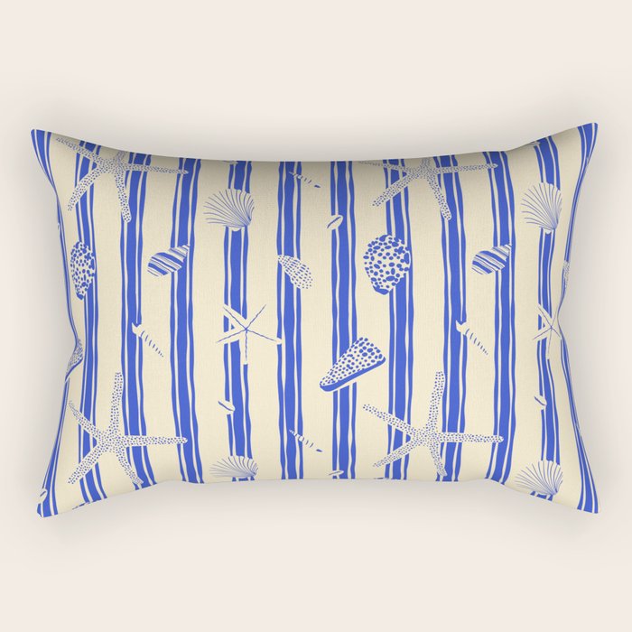 Vintage marine sea shell summer art pattern Rectangular Pillow Gallery Image 1