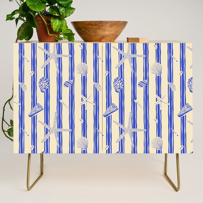 Vintage marine sea shell summer art pattern Credenza Gallery Image 1