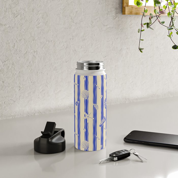 Vintage marine sea shell summer art pattern Water Bottle Gallery Image 4