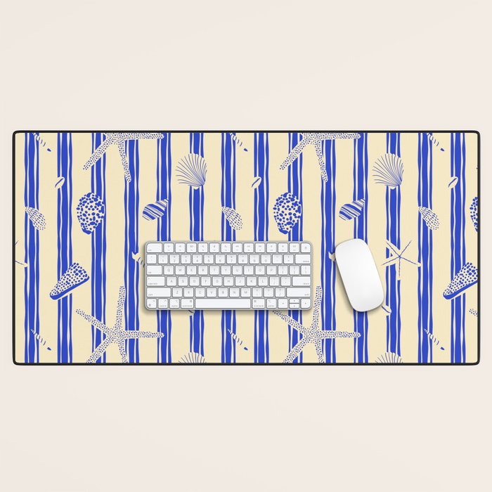 Vintage marine sea shell summer art pattern Desk Mat Gallery Image 1