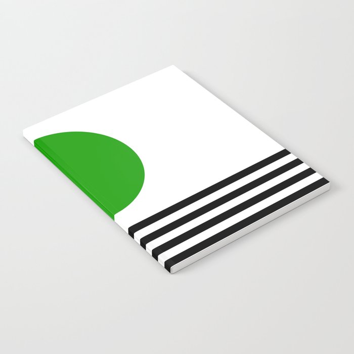 Mid-century Modern Lime Green Minimalist Sunset Over Striped Waves Notebook Gallery Image 2