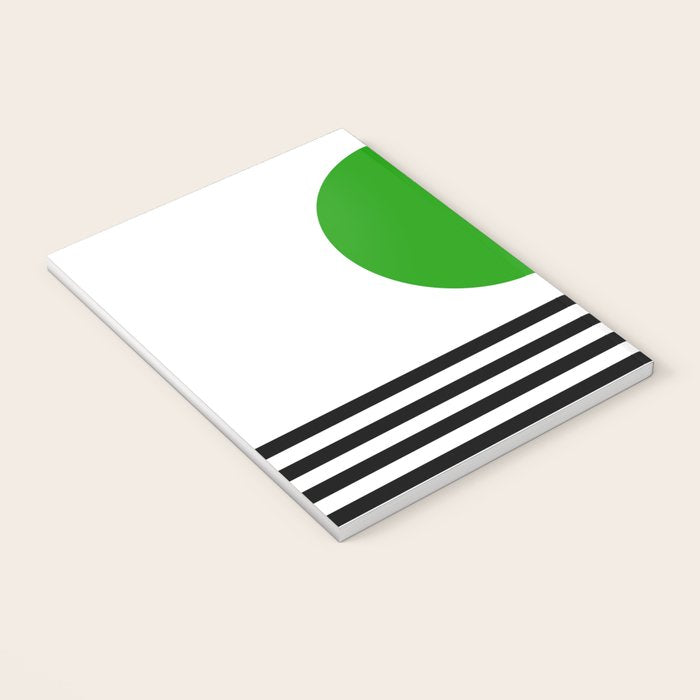 Mid-century Modern Lime Green Minimalist Sunset Over Striped Waves Notebook Gallery Image 3