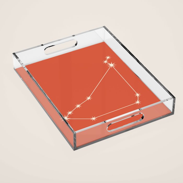 Capricorn Zodiac Star Constellation Line Art Coral Red Acrylic Tray Gallery Image 1