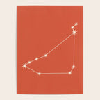 Capricorn Zodiac Star Constellation Line Art Coral Red Poster Gallery Image 4