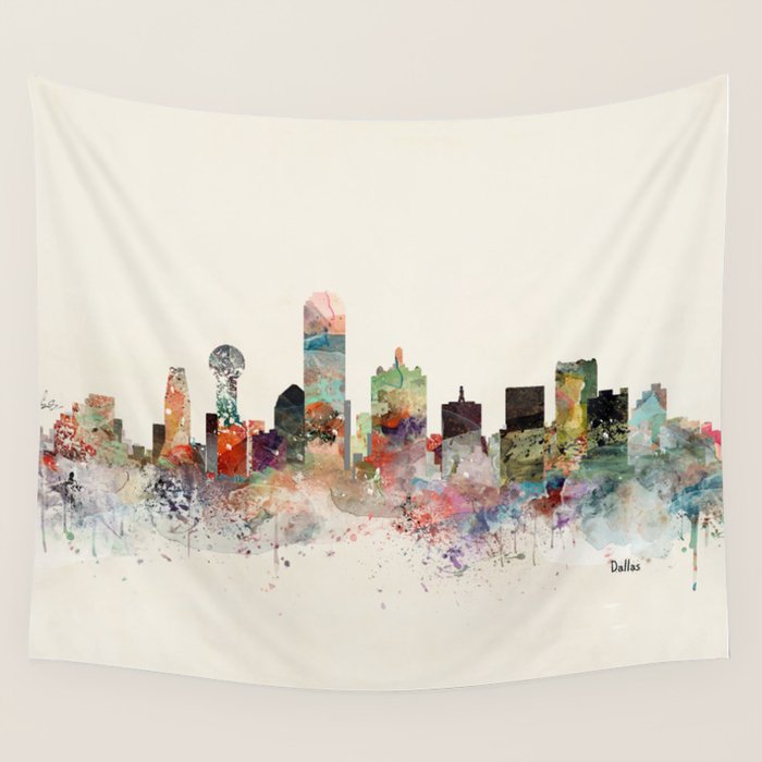 dallas skyline Wall Tapestry Gallery Image 4