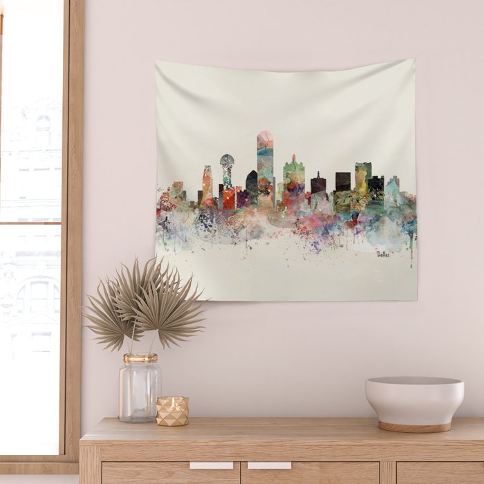 dallas skyline Wall Tapestry Gallery Image 2