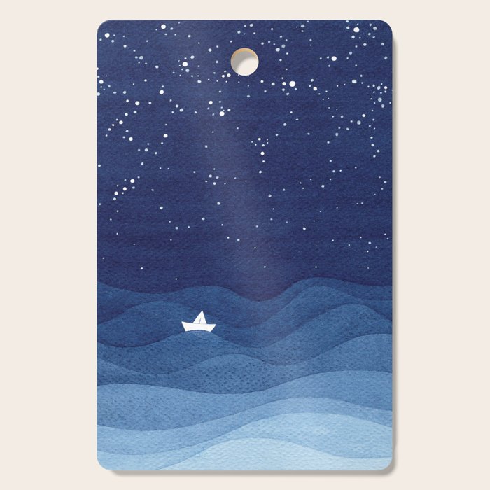 blue ocean waves, sailboat ocean stars Cutting Board Gallery Image 1