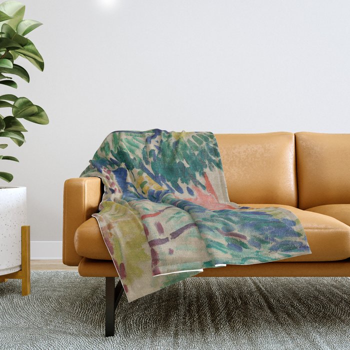 Landscape at Collioure by Henri Matisse Throw Blanket Gallery Image 1