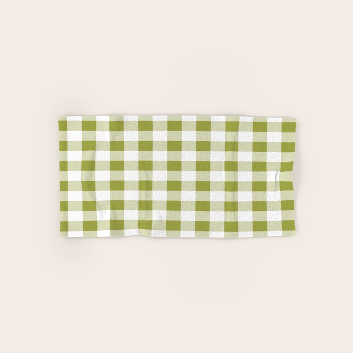 Gingham Large Green White Bath Towel Gallery Image 1