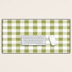 Gingham Large Green White Desk Mat Gallery Image 1